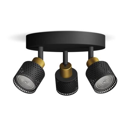 Philips - Bodové svietidlo NIALL 3xGU10/5W/230V čierna/mosadz