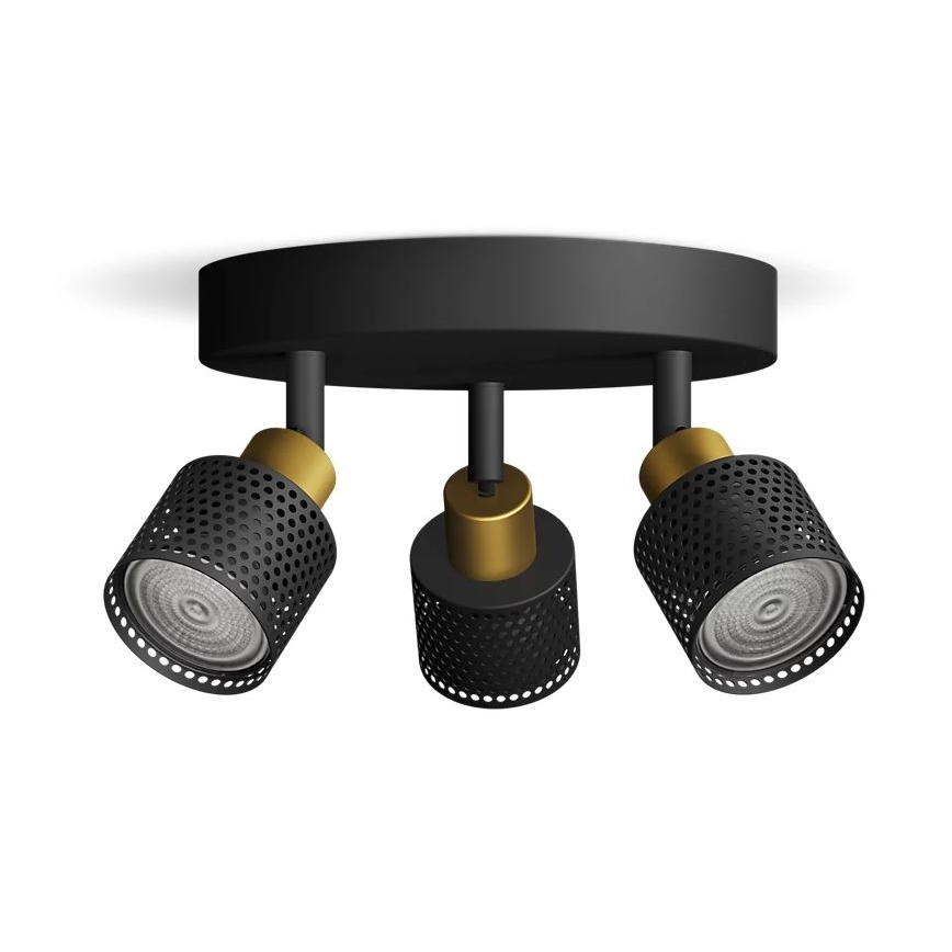 Philips - Bodové svietidlo NIALL 3xGU10/5W/230V čierna/mosadz