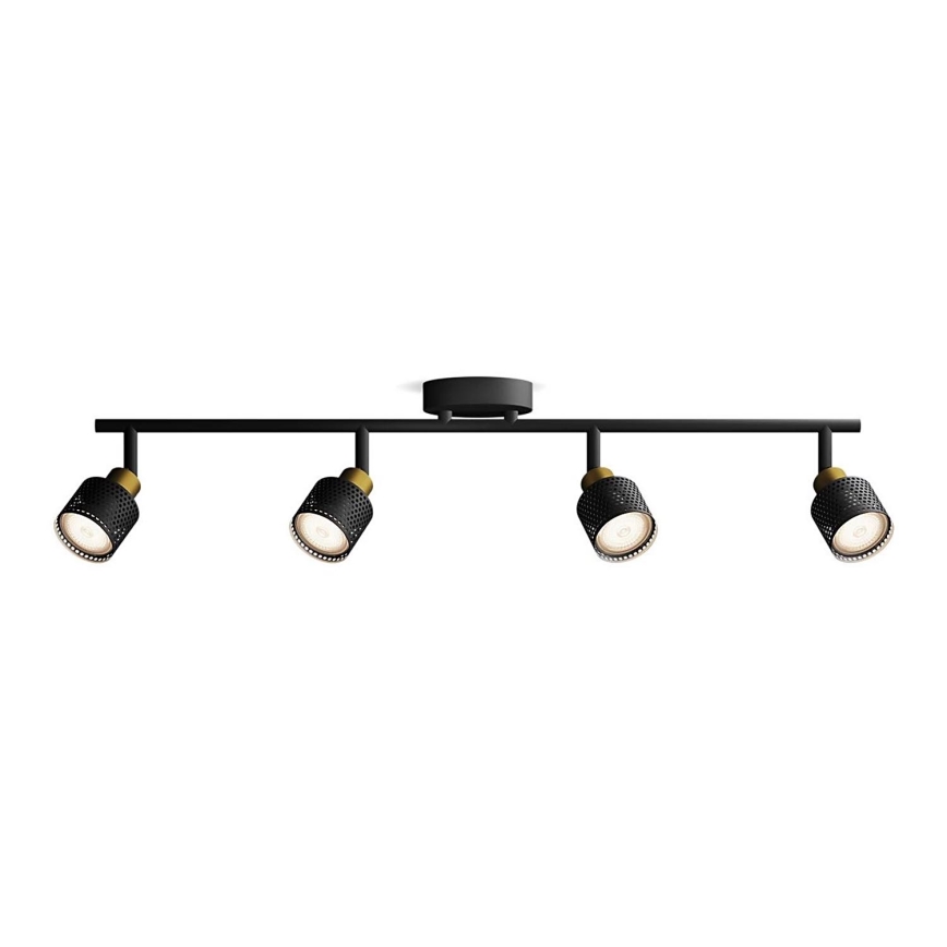 Philips - Bodové svietidlo NIALL 4xGU10/5W/230V čierna/mosadz