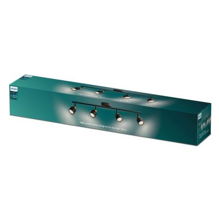 Philips - Bodové svietidlo NIALL 4xGU10/5W/230V čierna/mosadz