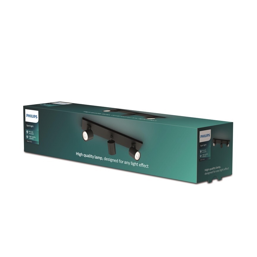 Philips - Bodové svietidlo RUNNER 3xGU10/20W/230V čierna