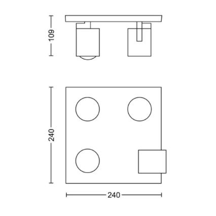 Philips - Bodové svietidlo 4xGU10/20W/230V čierna