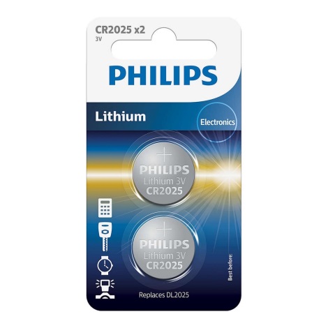 Philips CR2025P2/01B - 2 ks Líthiová batéria gombíková CR2025 MINICELLS 3V