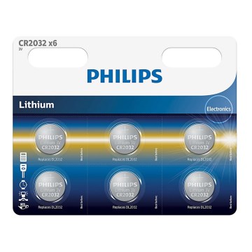 Philips CR2032P6/01B - 6 ks Lithiová batéria gombíková CR2032 MINICELLS 3V 240mAh