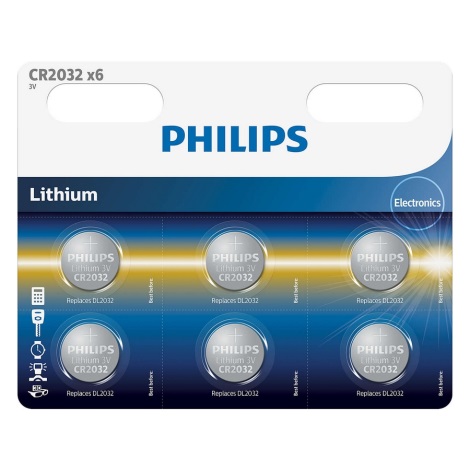 Philips CR2032P6/01B - 6 ks Lithiová batéria gombíková CR2032 MINICELLS 3V 240mAh
