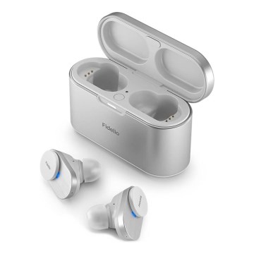 Philips Fidelio T1WT/00 - Bezdrôtové slúchadlá IPX4 2x 60 mAh + 650 mAh strieborná