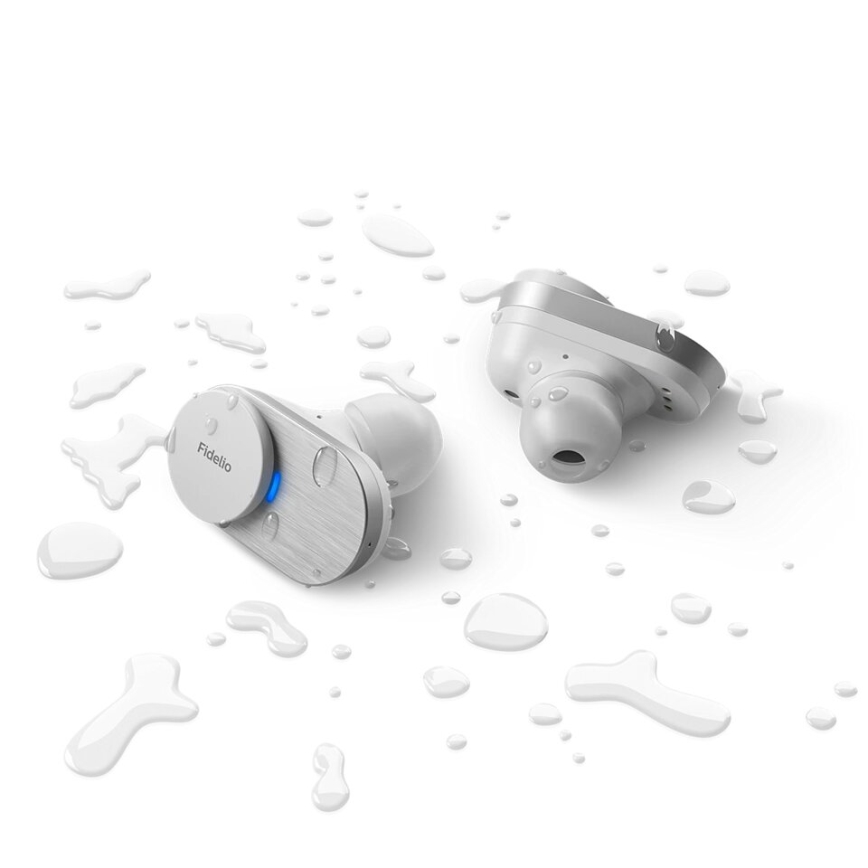 Philips Fidelio T1WT/00 - Bezdrôtové slúchadlá IPX4 2x 60 mAh + 650 mAh strieborná