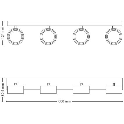 Philips - LED Bodové svietidlo 4xLED/5,5W/230V čierna