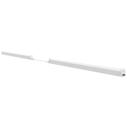 Dve LED trubice, spojené káblom, sú umiestnené horizontálne na bielom pozadí.