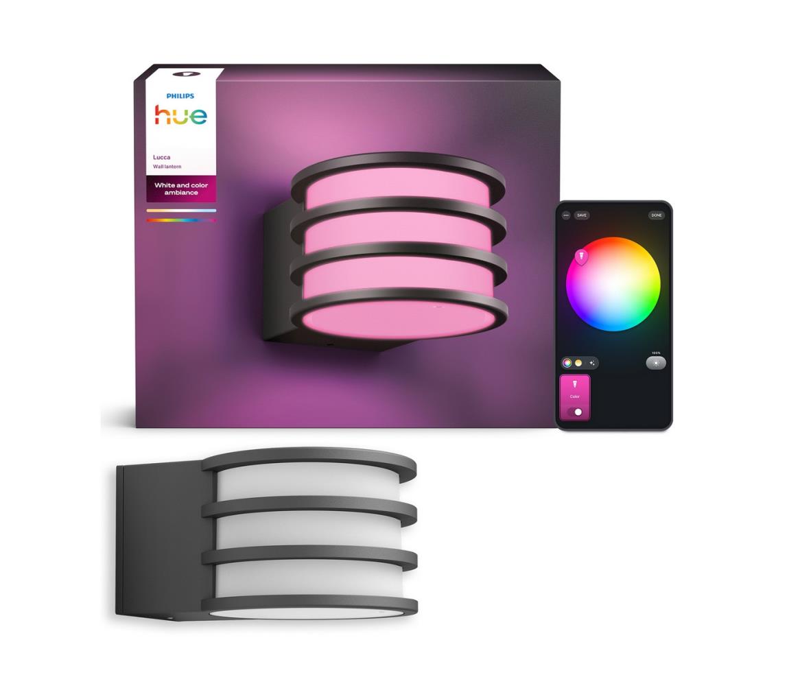 Philips - LED RGB stmievateľné vonkajšie nástenné svietidlo Hue LUCCA 1xE27/8,1W/230V IP44 8721103118639