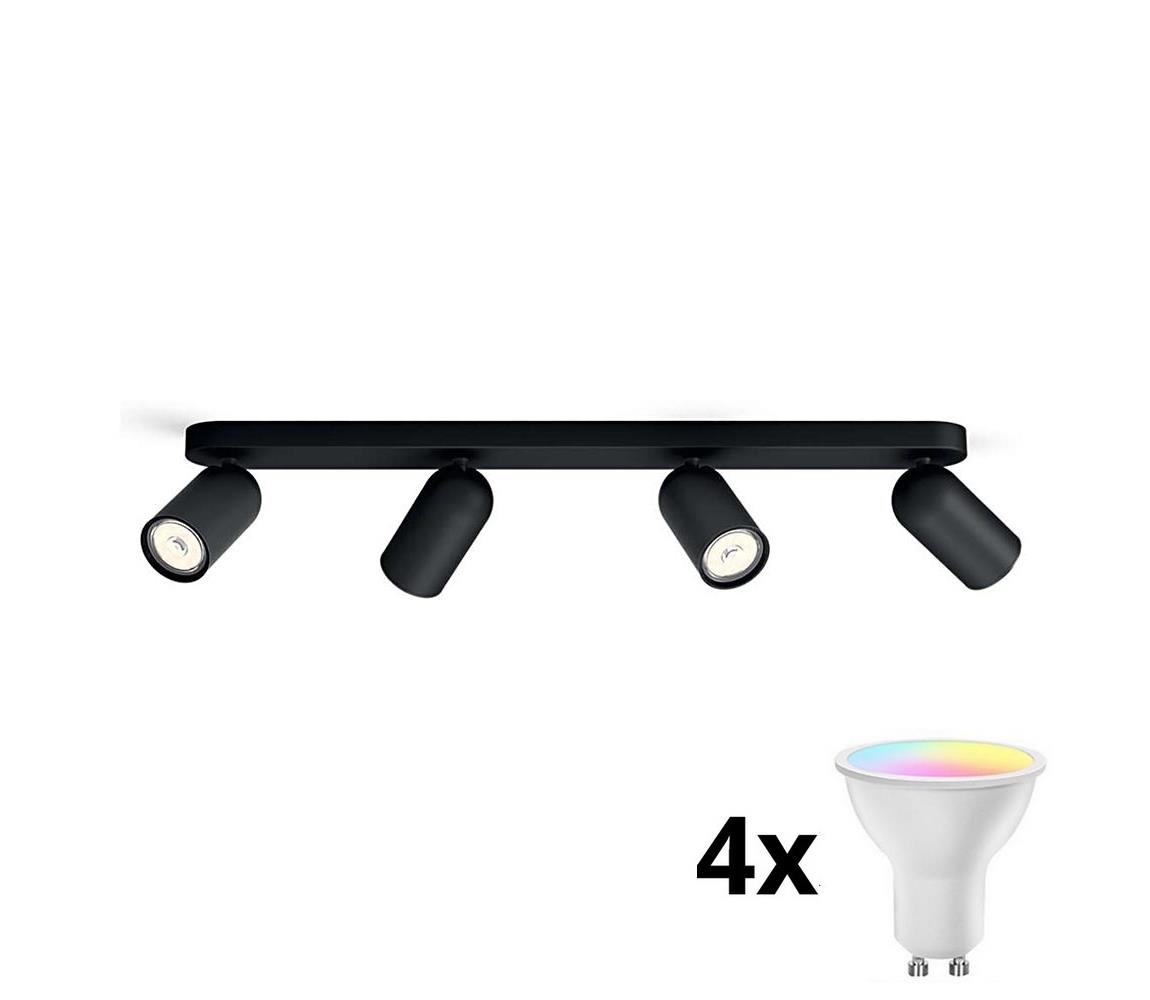 Philips - LED RGBW stmievateľné bodové svietidlo 4xGU10/4,8W/230V3000K čierna + DO P2055+4xAI2362