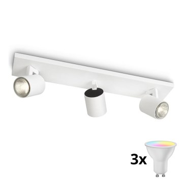 Philips - LED RGBW stmievateľné bodové svietidlo RUNNER 3xGU10/6,5W/230V 2700-6500K biela