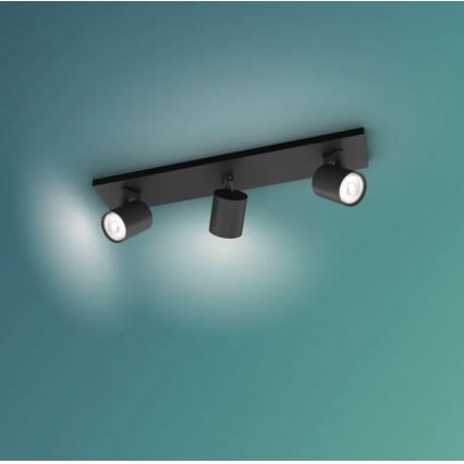 Philips - LED RGBW Stmievateľné bodové svietidlo RUNNER 3xGU10/6,5W/230V 2700-6500K čierna