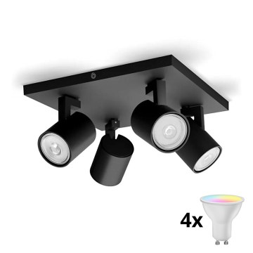 Philips - LED RGBW Stmievateľné bodové svietidlo RUNNER 4xGU10/6,5W/230V 2700-6500K čierna
