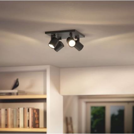 Philips - LED RGBW Stmievateľné bodové svietidlo RUNNER 4xGU10/6,5W/230V 2700-6500K čierna