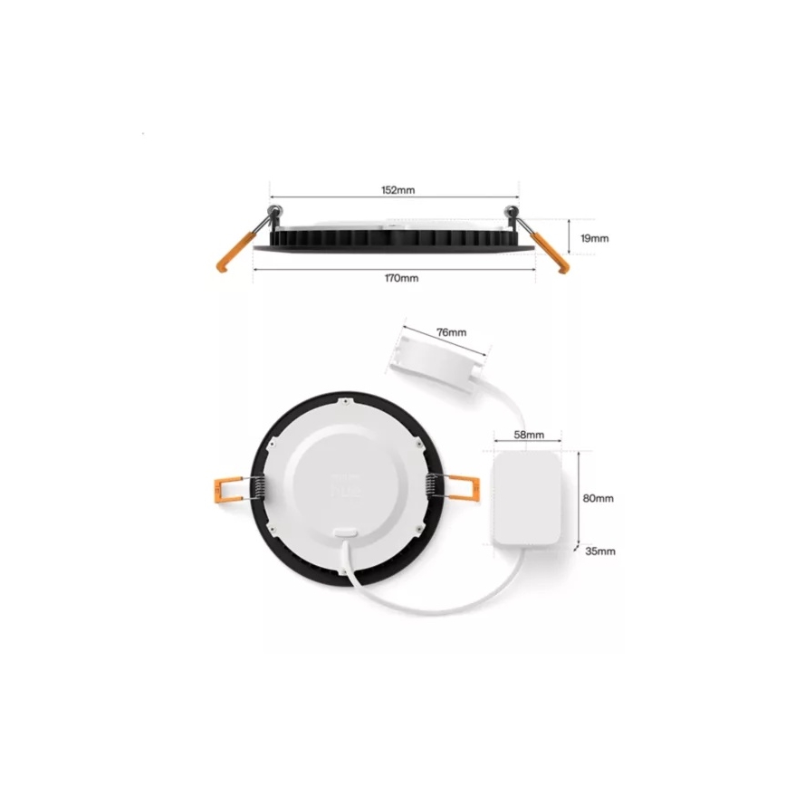 Philips - LED RGBW stmievateľné kúpeľňové podhľadové svietidlo Hue SLIM LED/12W/230V 1000-20000K čierna IP44