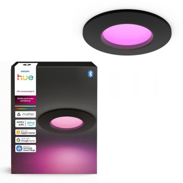 Philips - LED RGBW stmievateľné kúpeľňové zapustené svietidlo Hue SLIM LED/8,3W/230V 1000-20000K čierna P44