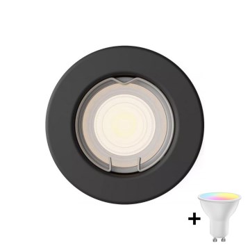 Philips - LED RGBW stmievateľné podhľadové svietidlo PERIDOT 1xGU10/6,5W/230V čierne + diaľkové ovládanie