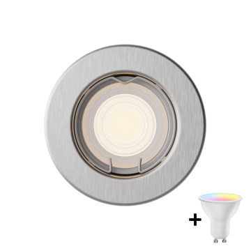 Philips - LED RGBW stmievateľné podhľadové svietidlo PERIDOT 1xGU10/6,5W/230V strieborné + diaľkové ovládanie