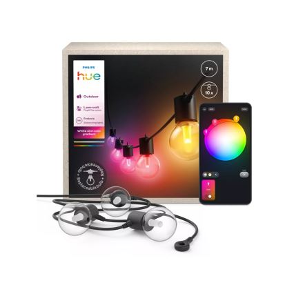 Philips - LED RGBW Stmievateľný vonkajší svetelný reťazec Hue FESTAVIA 10xLED 7m IP65