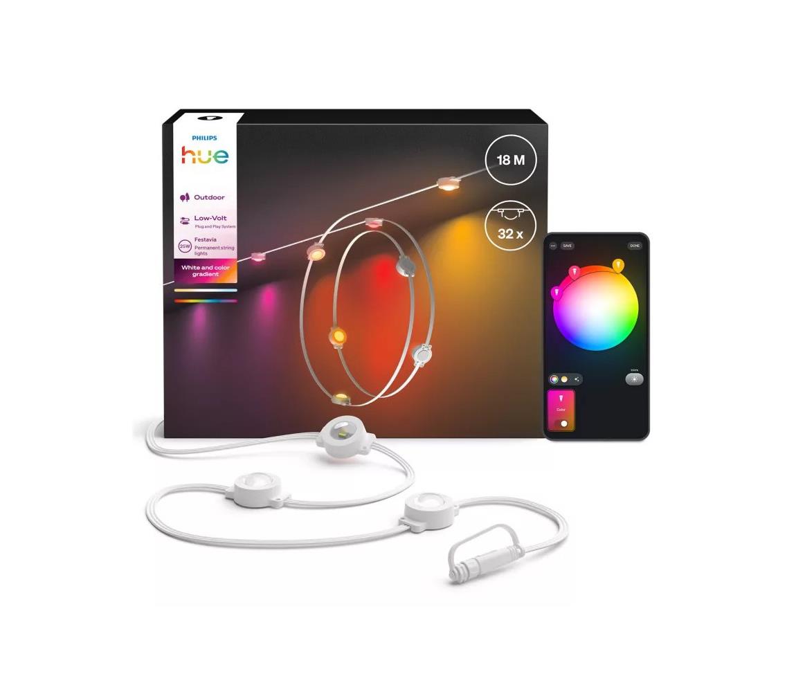 Philips - LED RGBW stmievateľný vonkajší svetelný reťazec Hue FESTAVIA 32×LED 18 m IP65 872110307850600