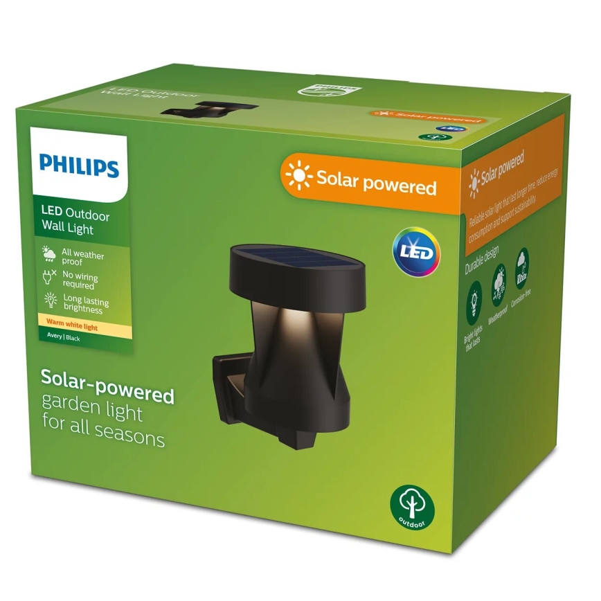 Philips - LED Solárne nástenné svietidlo AVERY LED/1,8W/3,7V 2600 mAh 2700K IP44