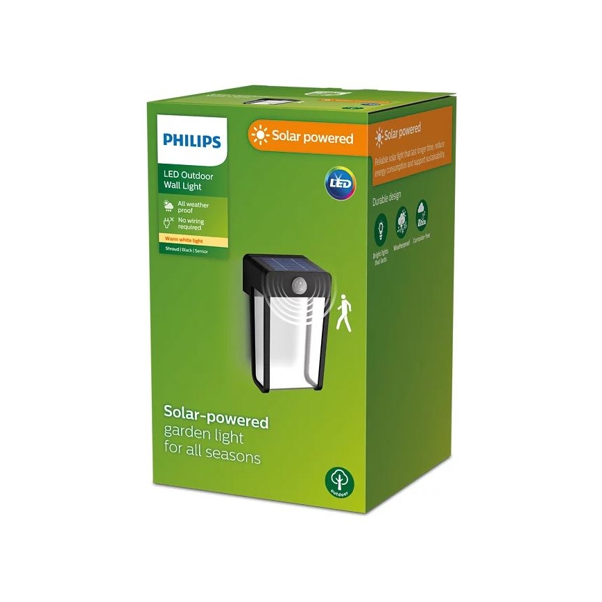 Philips - LED Solárne nástenné svietidlo so senzorom SHROUD LED/2,3W/3,7V 600 mAh IP44