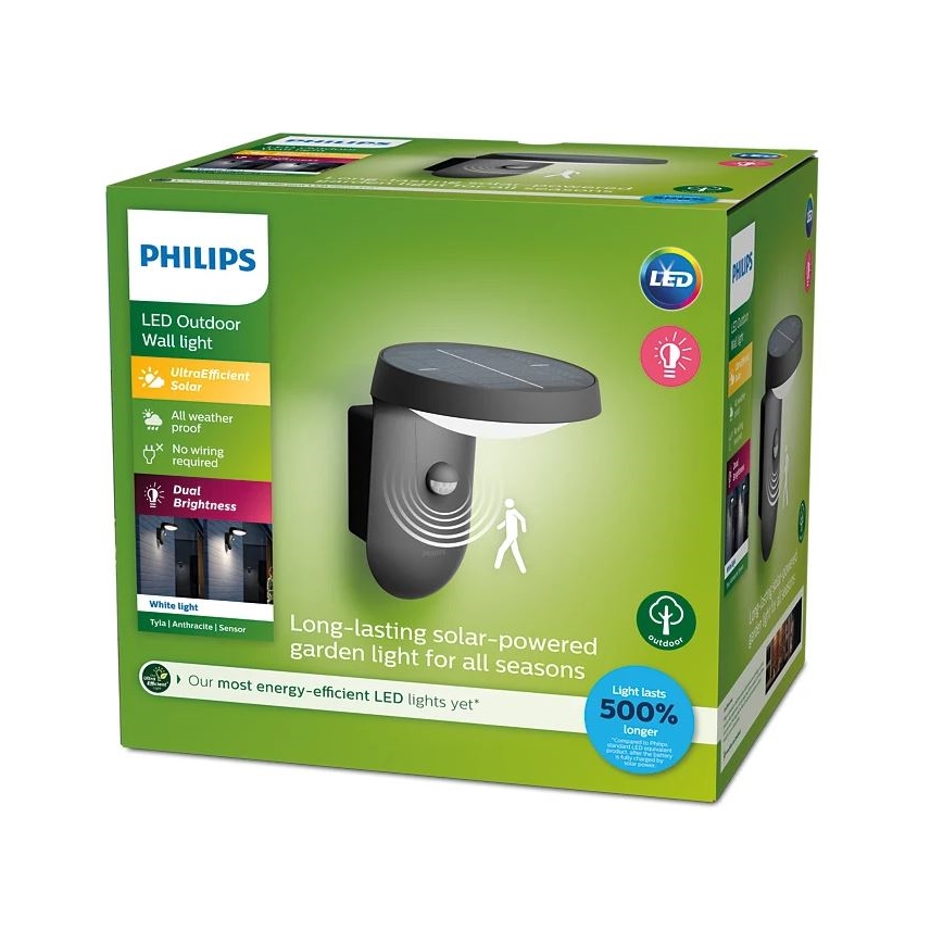 Philips - LED Solárne nástenné svietidlo so senzorom pohybu a súmraku LED/1,2W/4V 1800 mAh 3000K IP44