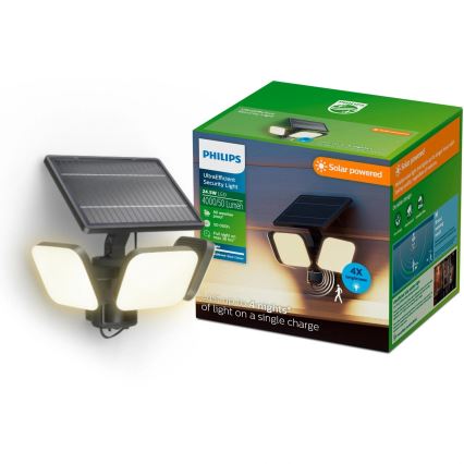 Philips - LED solárne nástenné svietidlo so senzorom ZYREN LED/24,5W/3,7V 2600 mAh 3000K IP65