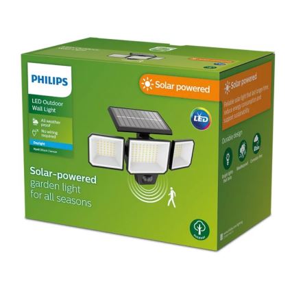 Philips -  LED Solárny nástenný reflektor so senzorom NYSIL 3xLED/8,7W/3,7V 2000 mAh IP65