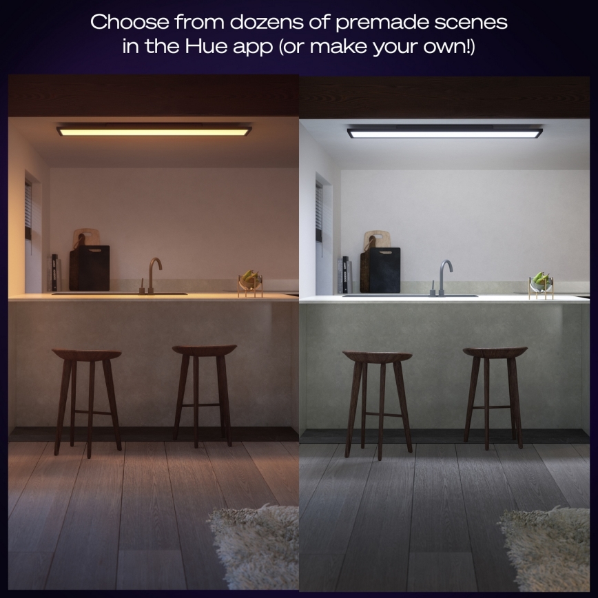 Philips - LED Stmievateľné stropné svietidlo Hue AURELLE LED/39W/230V 2200-6500K 120x30 cm čierna