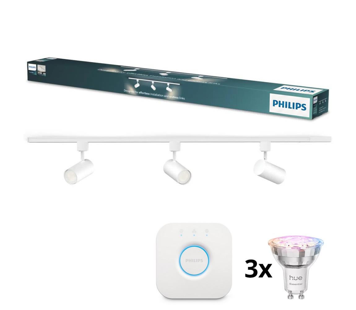 Philips - LED stmievateľné bodové svietidlo do lištového systému EASYLINK HUE, 3× GU10 / 4,7 W / 230 V + Hue Bridge P7612+3xP7029+P1408