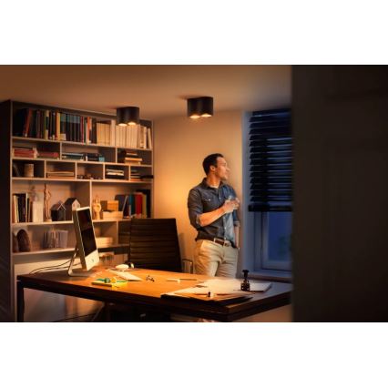 Philips - LED Stmievateľné bodové svietidlo Hue PILLAR 2xGU10/4,2W/230V 2200-6500K + diaľkové ovládanie čierna