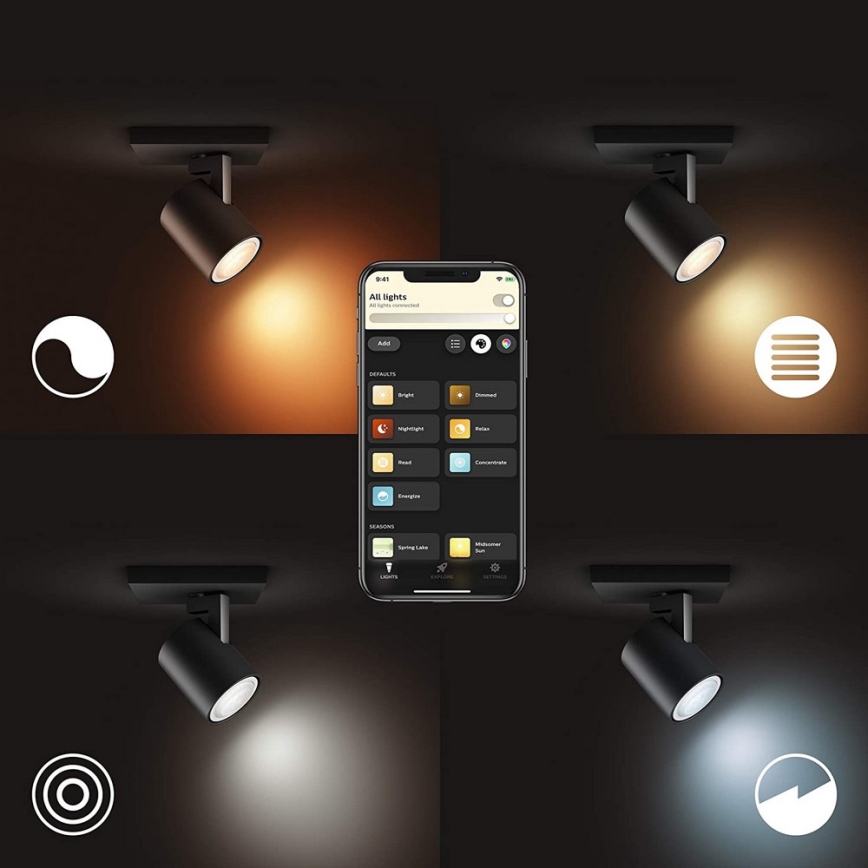 Philips - LED Stmievateľné bodové svietidlo Hue RUNNER 1xGU10/4,2W/230V 2200-6500K čierna