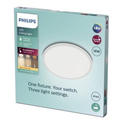 Philips - LED Stmievateľné kúpeľňové stropné svietidlo SCENE SWITCH LED/18W/230V IP44 2700K