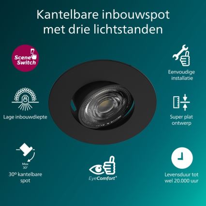 Philips - LED Stmievateľné zapustené stropné svietidlo CILANTRO LED/5W/230V 2700K čierne