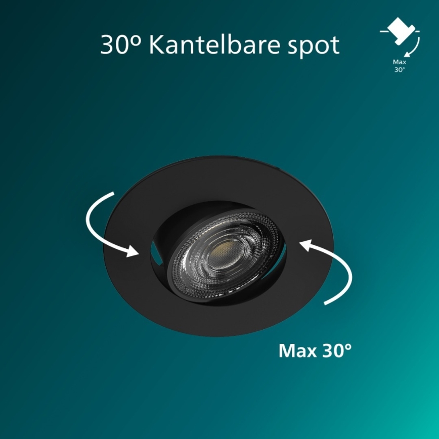 Philips - LED Stmievateľné zapustené stropné svietidlo CILANTRO LED/5W/230V 2700K čierne