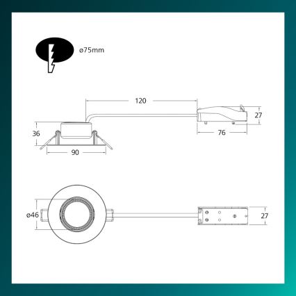 Philips - stmievateľné zapustené LED svietidlo CILANTRO, 5 W, 230 V, 4000 K, čierne