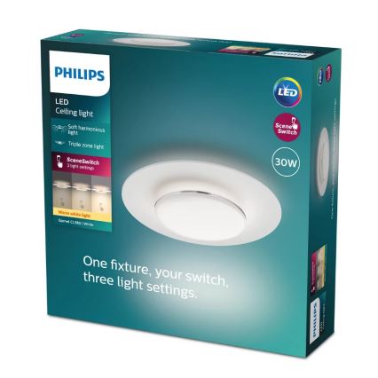 Philips- LED Stmievateľné stropné svietidlo SCENE SWITCH LED/30W/230V 2700K strieborná