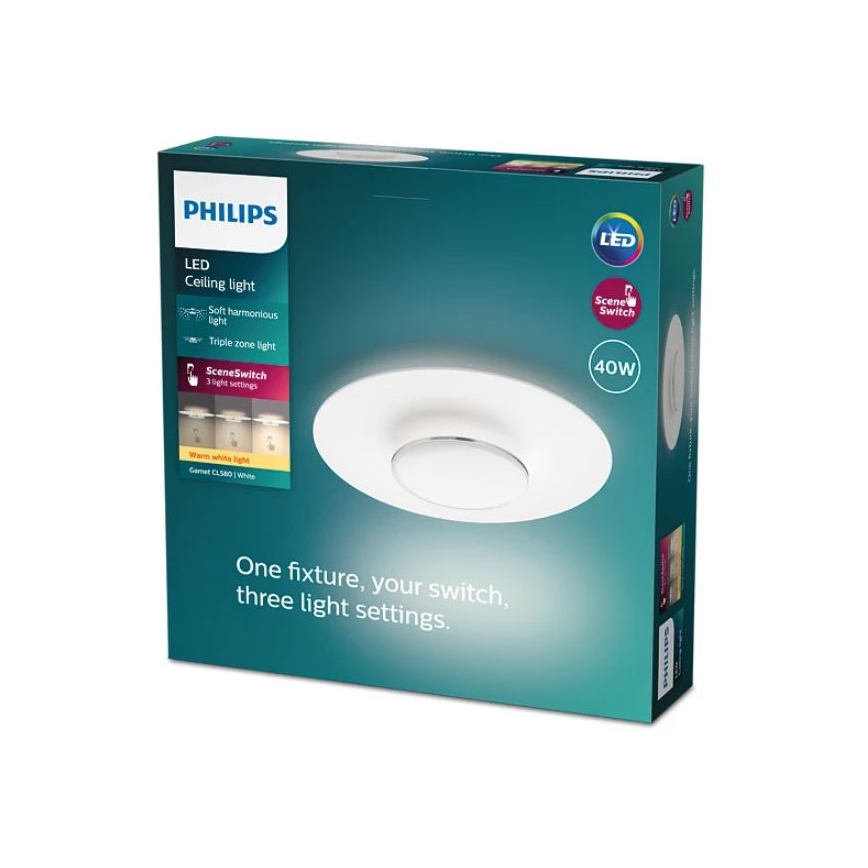 Philips- LED Stmievateľné stropné svietidlo SCENE SWITCH LED/40W/230V 2700K strieborná