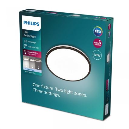 Philips - LED Stmievateľné stropné svietidlo SCENE SWITCH LED/18W/230V pr. 30 cm 4000K čierna