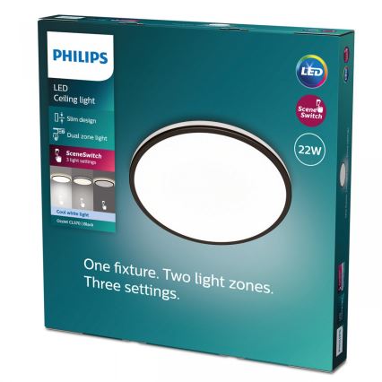 Philips - LED Stmievateľné stropné svietidlo SCENE SWITCH LED/22W/230V pr. 40 cm 4000K čierna