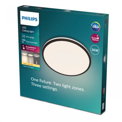 Philips - LED Stmievateľné stropné svietidlo SCENE SWITCH LED/36W/230V pr. 50 cm 2700K čierna