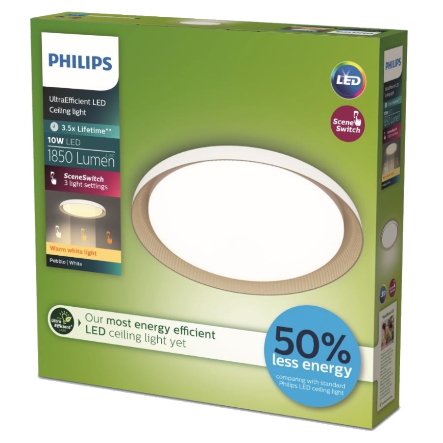 Philips - LED Stmievateľné stropné svietidlo PEBBLO SCENE SWITCH LED/10W/230V 2700K biela