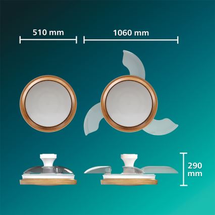 Philips - LED stmievateľné stropné svietidlo s ventilátorom BLISS LED/35W/230V hnedé + diaľkové ovládanie