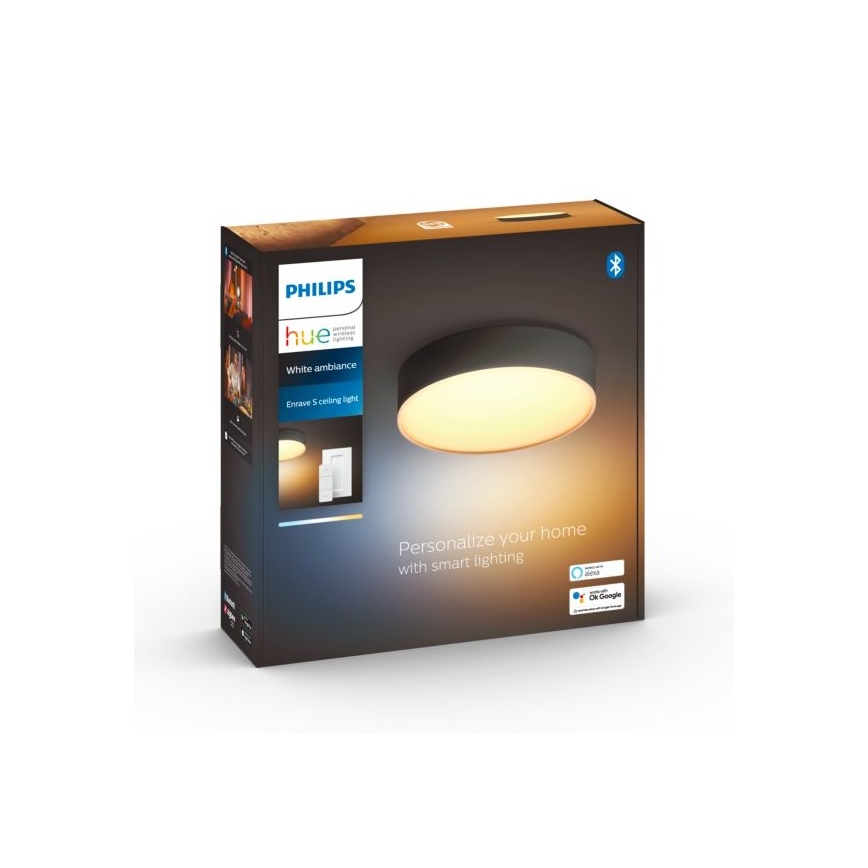 Philips - LED Stmievateľné stropné svietidlo Hue LED/9,6W/230V 2200-6500K pr. 261 mm čierna + diaľkové ovládanie