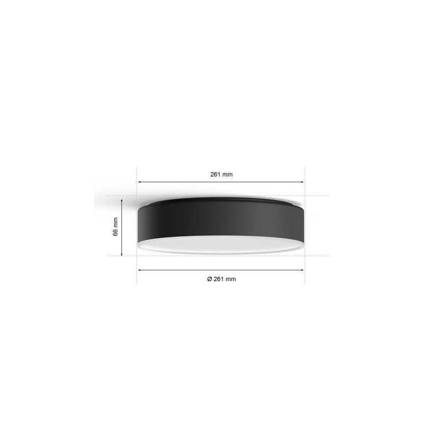 Philips - LED Stmievateľné stropné svietidlo Hue LED/9,6W/230V 2200-6500K pr. 261 mm čierna + diaľkové ovládanie