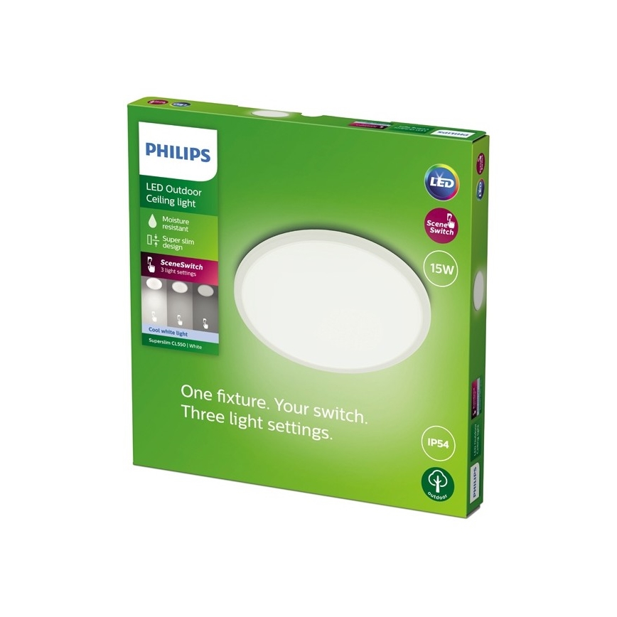 Philips - LED Stmievateľné vonkajšie svietidlo SUPERSLIM SCENE SWITCH LED/15W/230V IP54 biela