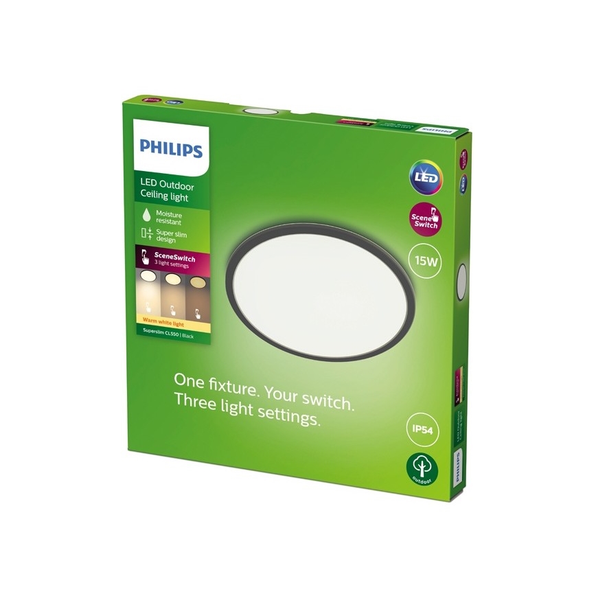 Philips - LED Stmievateľné vonkajšie svietidlo SUPERSLIM SCENE SWITCH LED/15W/230V IP54 čierna