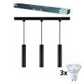 Philips - LED stmievateľný luster na lane v lištovom systéme EASYLINK 3xGU10/7W/230V 2200-2700K 1m čierny